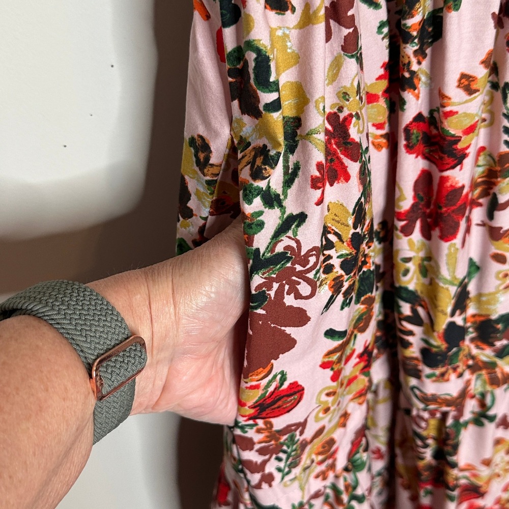 Anthropologie Women's Somerset Pink Floral Midi‎ Dress Size Small Tiered - Picture 10 of 13
